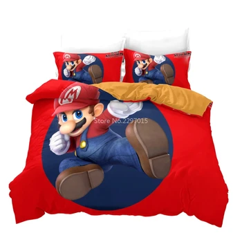 

Hot Game Super Mario Odyssey 3d Cartoon Duvet Cover Set with Pillowcase Single Double Twin Full Queen King Size for Room Decor