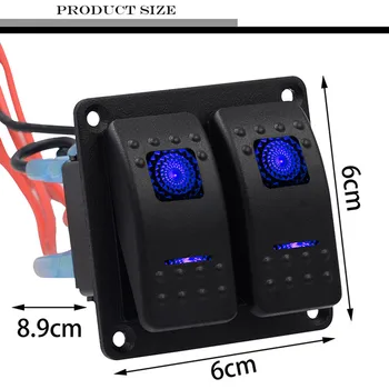 

New Rocker Switch Panel 2 Gang Marine/Boat Switch Dual LED Light RED Circuit Breaker automotive marine switch control switch