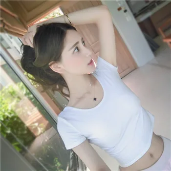 

2020 summer short sleeves regular short white T-shirt girl wear new style