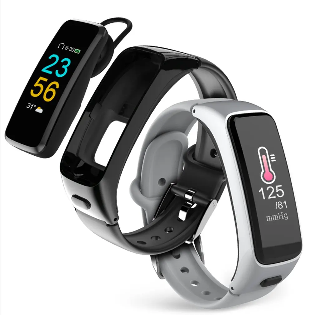 BY51 Bluetooth Earphone Smartband 2 in 1 Passometer Heart Rate Blood Pressure Monitor Smart Bracelet Sport Fitness Tracker Watch