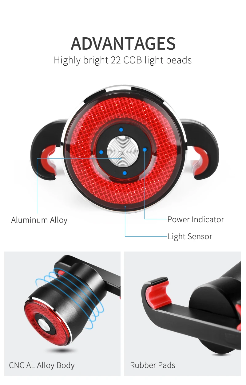 Excellent Bicycle Smart BrakingTaillight Brake Bike IPX5 Waterproof Light USB Rechargeable LED Cycling Lamp Flashlight Saddle Rear Light 4 Excellent Bicycle Smart BrakingTaillight Brake Bike IPX5 Waterproof Light USB Rechargeable LED Cycling Lamp Flashlight Saddle Rear Light 4