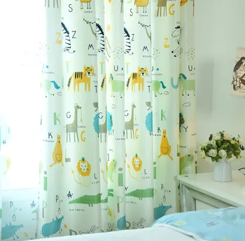 

Customizable Simple Modern Children Curtains Nordic Lovely Cartoon Animals Curtains for Living Dining Room Bedroom
