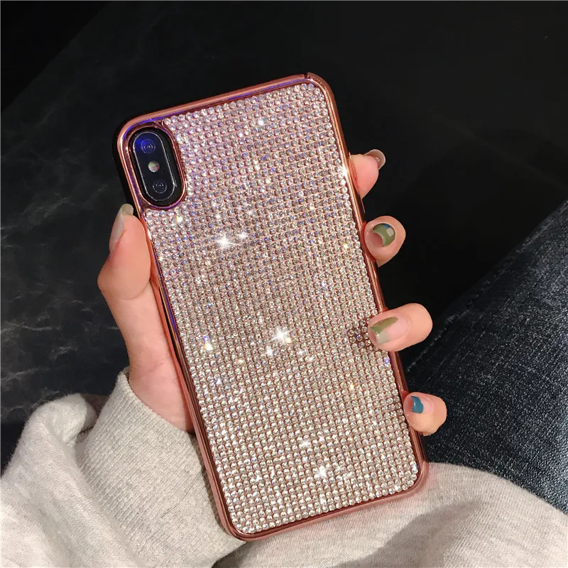Роскошный блестящий чехол для iPhone 11 Pro XS Max X XR iPhone 7 8 Plus 6 S 6 S 6Plus 7Plus 8 Plus задняя крышка Мягкий корпус Чехол бампер - Цвет: Rose gold