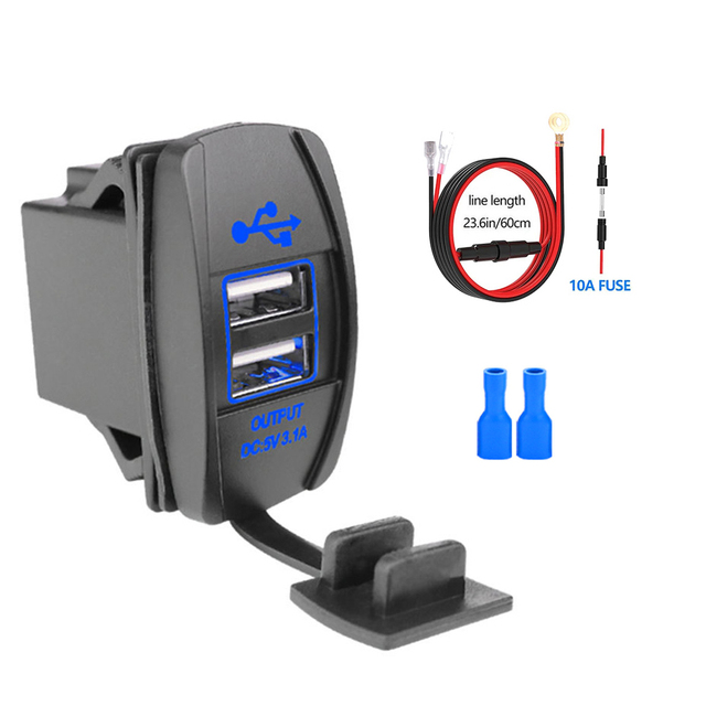 Dual USB Socket Adapter Car Charger USB Port 3.1A Car USB Charger Power Adapter Waterproof Car Electronics Accessories