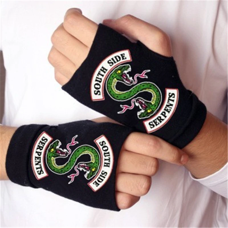 Riverdale Combed Cotton Fingerless Gloves Southside Snake Poison South Side Serpents Half-finger Winter Mittens for Boys Girls |