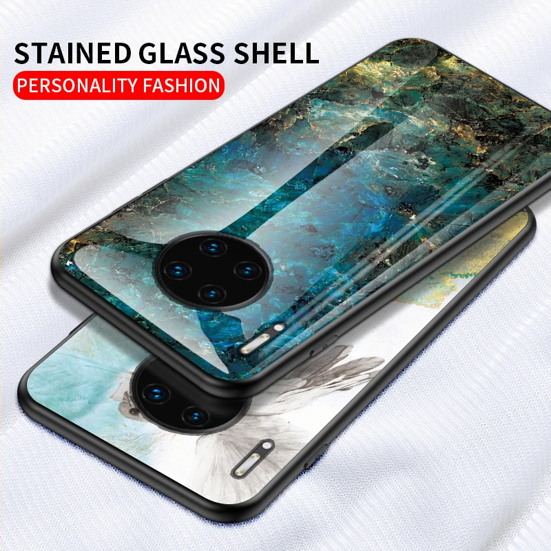 Модный чехол из стекла для huawei P30 Lite P30 Pro P30 Mate30 Mate30 Pro Чехол Из Закаленного мрамора силиконовый защитный чехол