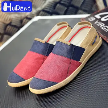 

HUDENG Simple Men Flats Plimsolls Retro Style Canvas Casual Shoes Men Espadrille Fisherman Shoes Plus Size 46 Alpargatas Hombre