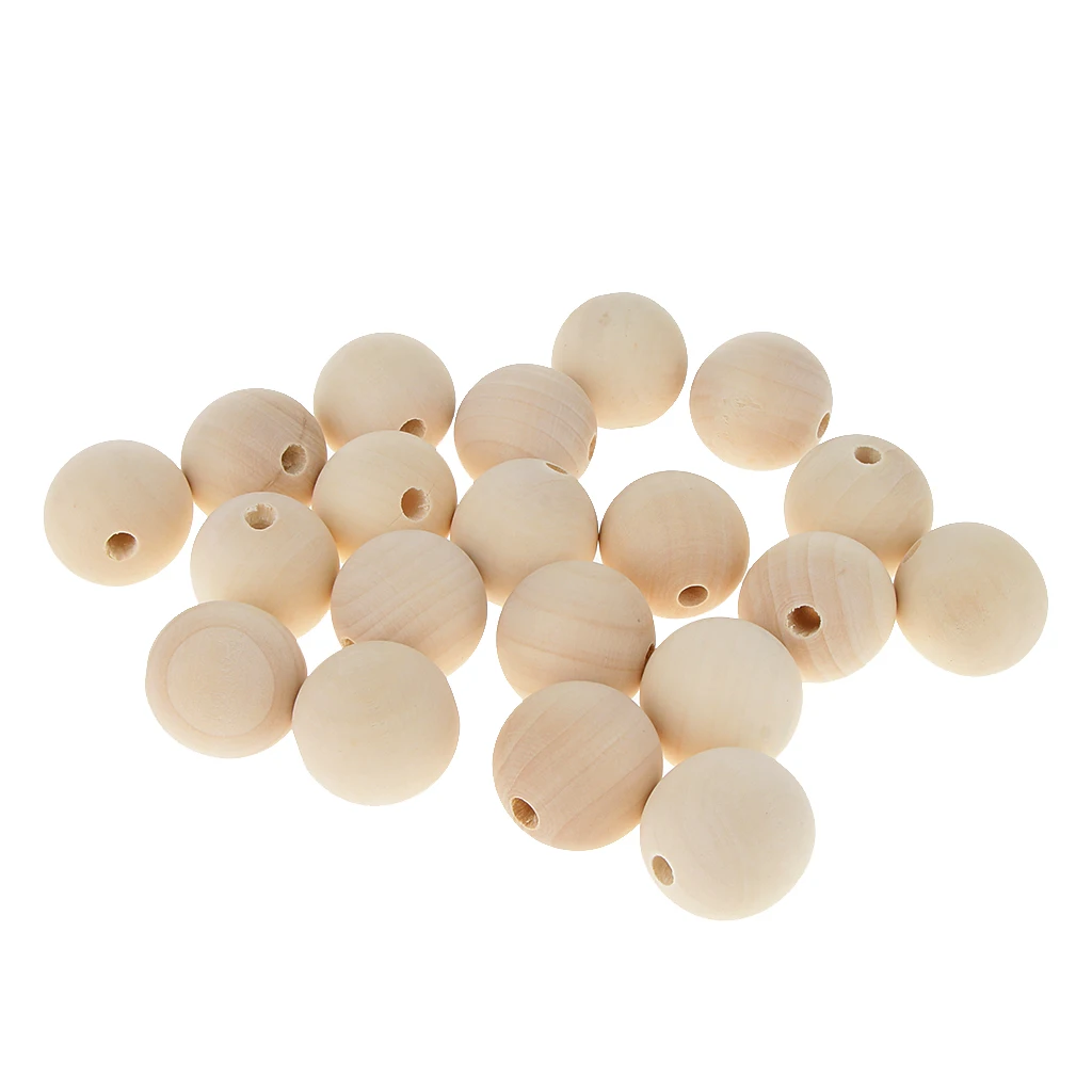 20pcs Unpainted Smooth Round Beads 35mm Large Spacer DIY Art Project Craft