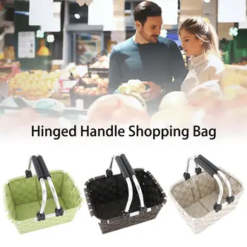 

Handmade woven shopping basket rectangular, nylon woven multicolor, with foldable hinge handle Shopping bag | Plastic woven | Bl