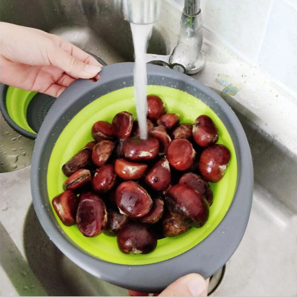 Camping Collapsible Colander Kitchen Folding Strainer Basket Basin for Outdoor Camping