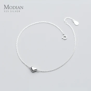 

Modian Charm Love Heart Simple Link Chain Bracelets 925 Sterling Silver Fashion Design Jewelry for Women Accessories Bijoux