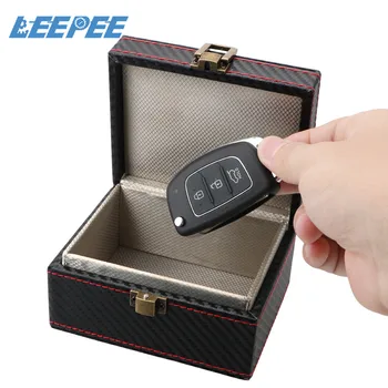

LEEPEE Anti Theft Car Key Box RFID Key Fob Protector Car Keyless Signal Blocker Storage Box Interior Accessories Carbon Fiber