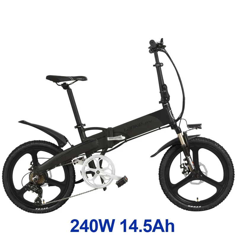 20 дюймов складной велосипед, интегрированный обод из магниевого сплава, складной Электрический горный велосипед, 5 класс помощи, подвесная вилка - Цвет: 240W14.5A BKGY