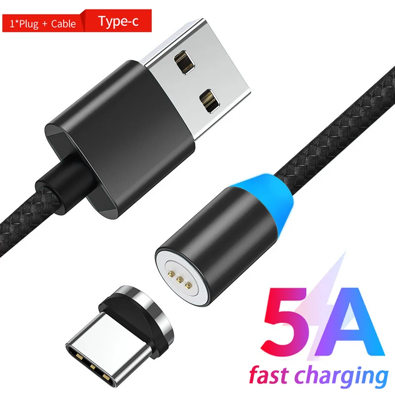 Магнитный кабель DUSH Micro USB кабель для type-c iPhone Android Быстрая зарядка Магнит USB шнур для мобильного телефона провод - Цвет: Темно-серый