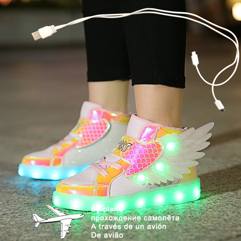 Zapatillas luminosas cargador USB para niños y niñas, zapatos con iluminación Led, novedad de 2022, 27 37|Zapatillas deportivas| - AliExpress