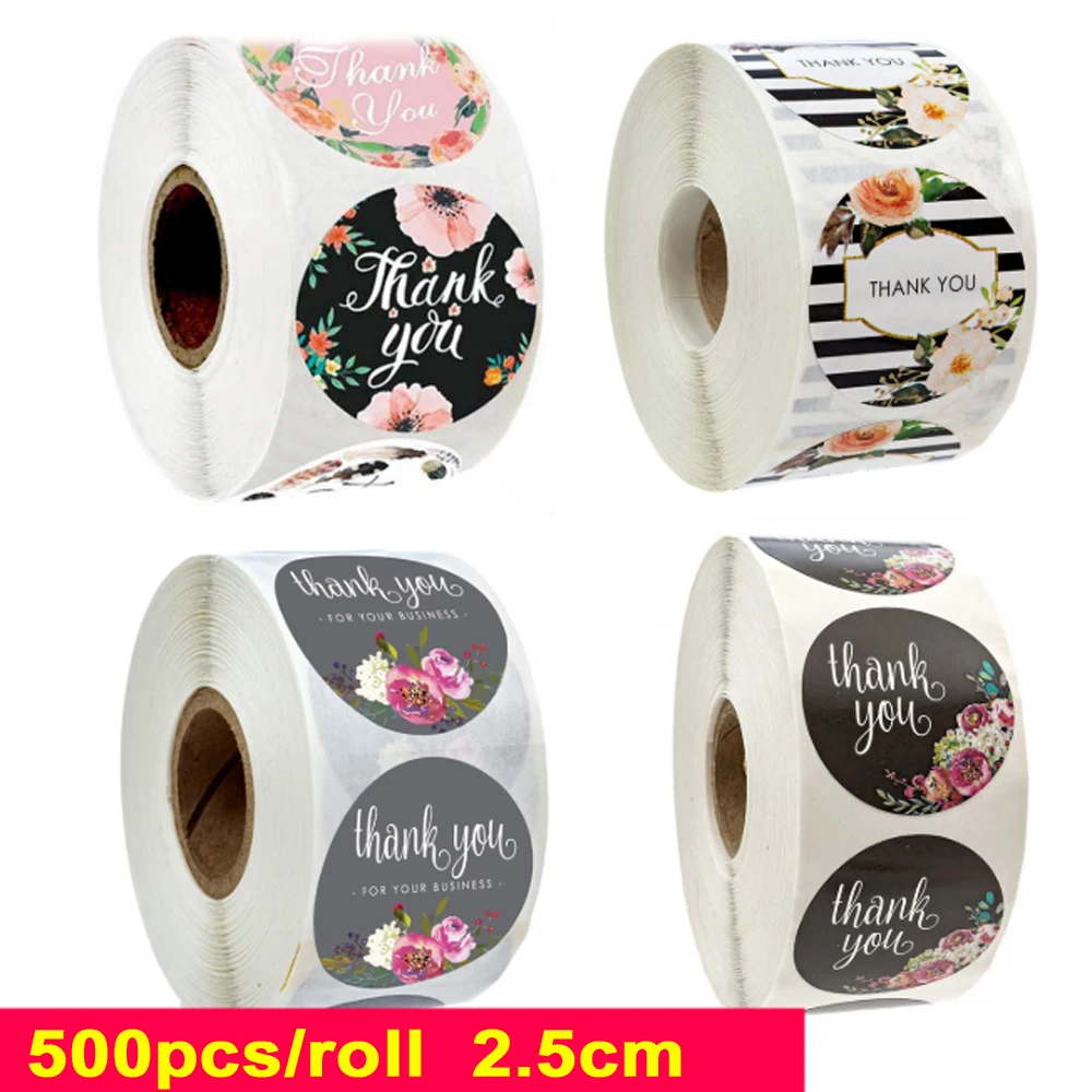 

round floral thank you stickers scrapbooking for package seal labels custom sticker decoration wedding sticker