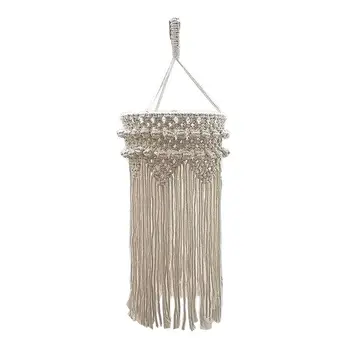 

Hand-knitted Woven Lampshade Macrame Tapestry Tassel Hanging Lamp Home Decor