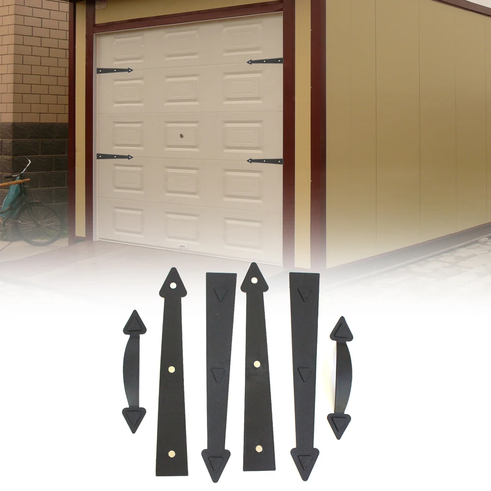 

6pcs Garage Door Handle Magnetic Interior Carriage ABS Hinge Wear Resistant Hardware Decorative Pull Durable Easy Install Black