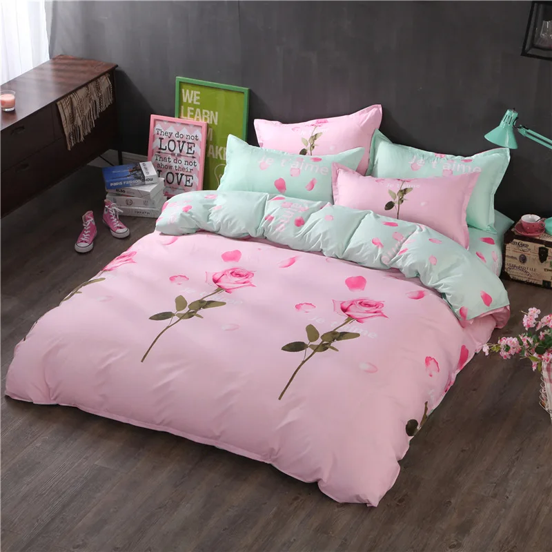 3d Pink Rose Luxury Include Cotton Bedding Set King Queen Full Twin Kids 4/3pcs Duvet Cover Bed Linen Flat Sheet Pillowcase | Дом и сад
