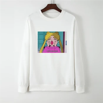 

Long Sleeve Vogue Kpop Gothic Sweatshirt Cute Punk Sailor Moon Hoodies Round Collar Hatless Autumn Winter sudadera mujer Clothes