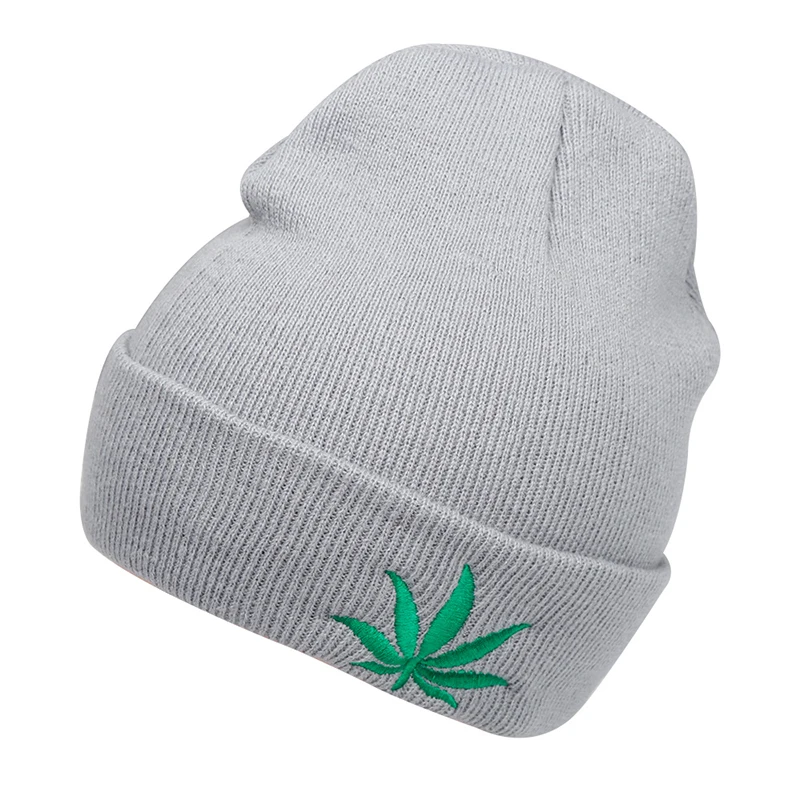 New Fashion Men Women Winter Weed Leaf Beanie Hats Warm Hip Hop Punk Knitting Winter Hat For Women Autumn Woolen Cap Skullies