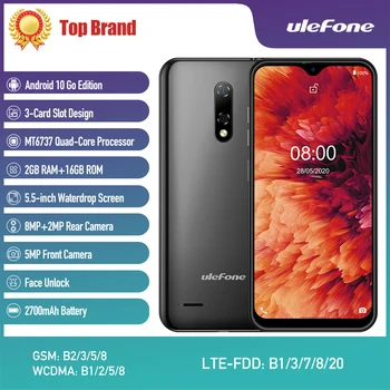 

New Ulefone Note 8P Smartphone Android 10 Go Waterdrop Screen Quad Core 2GB+16GB 5.5-inch Dual SIM Face Unlock 4G LTE Phone