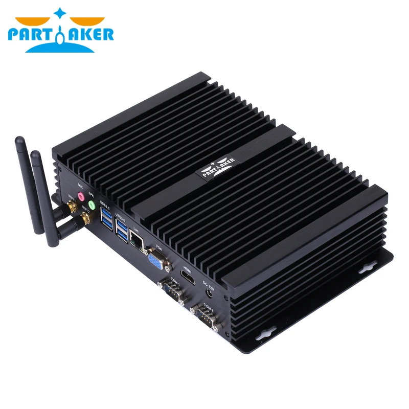 Partaker Fanless Industrial Mini PC Desktop Computer Intel Core i5 4200U Dual Core 24 Hours Working 2 COM HDMI VGA Dual Display