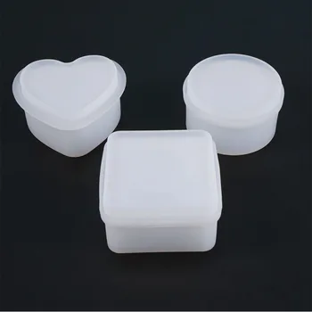 

1psc Crystal Epoxy Mould Storage Box Peach Heart Round Square Set Box DIY Jewelry Necklace Storage Box Silicone Mould