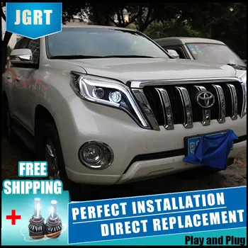 

Car Styling For toyota Prado headlight assembly For Prado LED head lamp Angel eye led DRL front light H7 with hid kit 2 pcs.