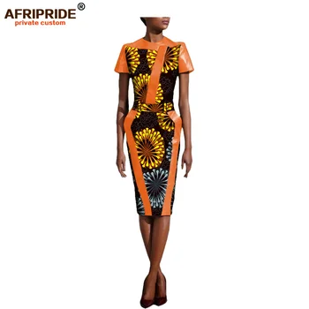 

Afripride African Ankara Print Dresses for Women Tailor Made Knee Length Patchwork Pencil Dress with Sashes A722599
