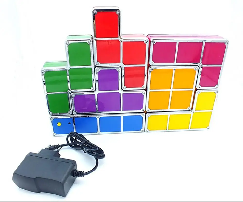 DIY Tetris светильник-головоломка, Штабелируемый светодиодный настольный светильник, конструктор, блок, Ночной светильник, ретро игровая башня, детский Красочный светодиодный светильник