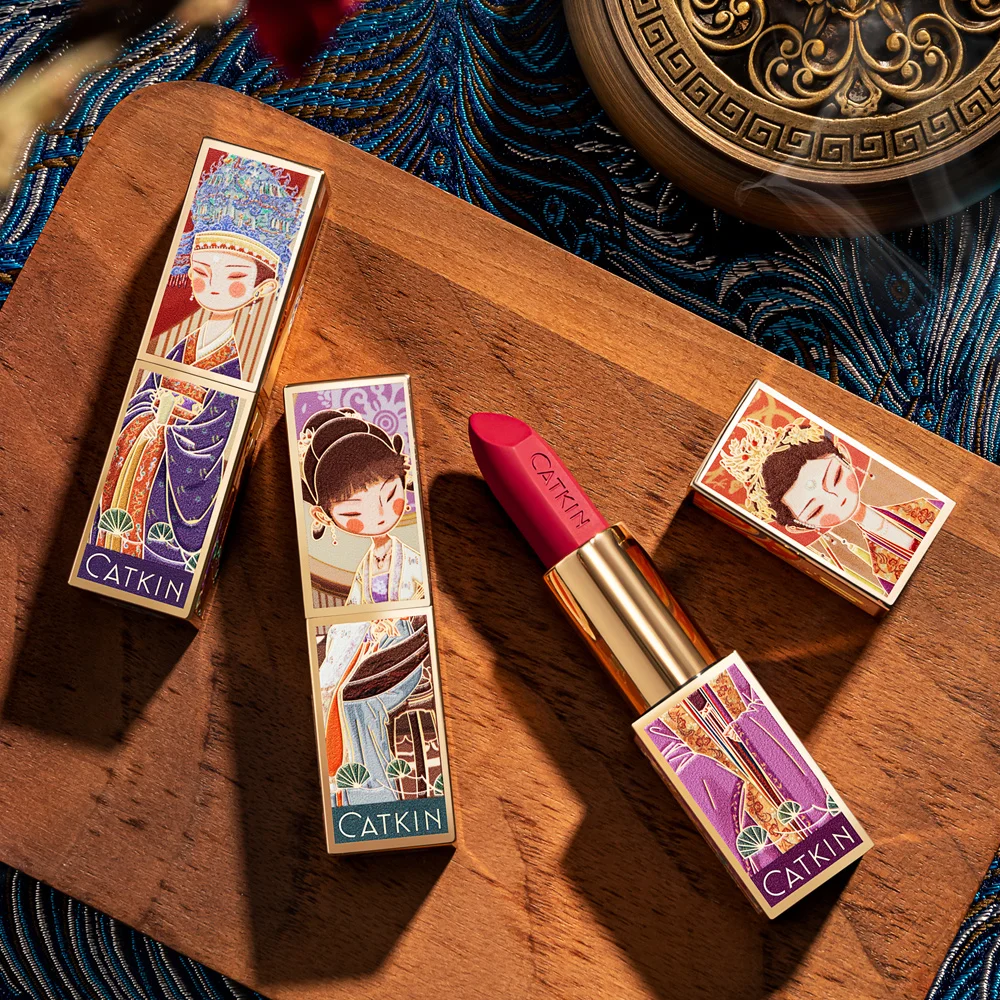 Catkin Rouge Matte Batom Pçs Conjunto Impermeável Cetim Duradouro Nutrir Hidratante Suave 0.13 Onça-estilo Chinês 4 8 Catkin rouge matte batom 4 pçs conjunto