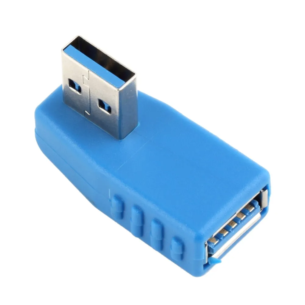 Синий 90 градусов вертикальный левый Угловой USB 3,0 мужчина к женскому M/F переходник, конвертер оптом