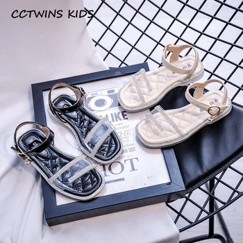 

Girls Summer Shoes 2020 Summer Baby Brand Rhinestone Flat Children Fashion Princess Sandals Girls Black Shoes Toddlers PS881