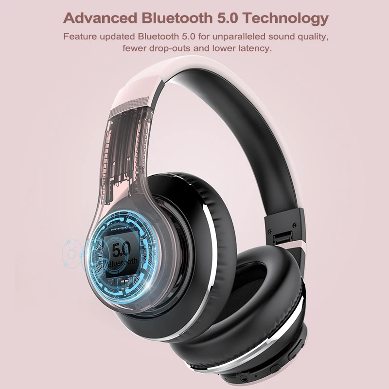  AUSDOM ANC10 New Active Noise Cancelling Wireless Headphone Over Ear Deep Bass Foldable with Mic Bl