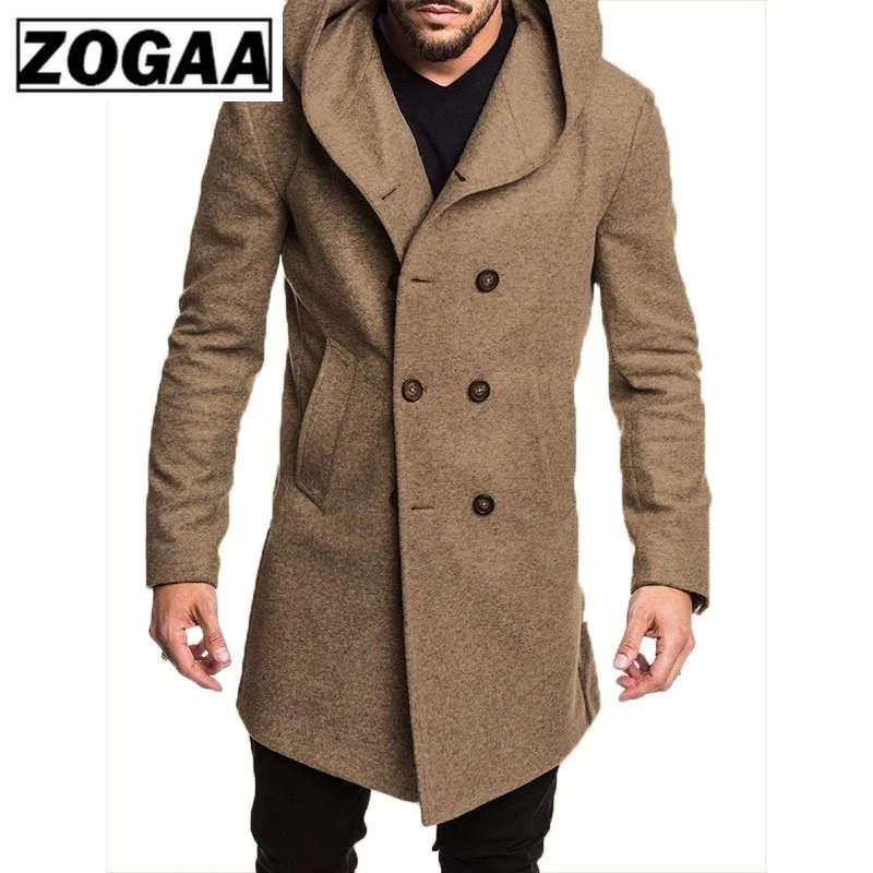 Koop ZOGAA Mode Heren Trenchcoat Jas Lente Herfst Heren Jassen Casual Effen Kleur Wollen Trenchcoat voor Mannen Kleding 2019