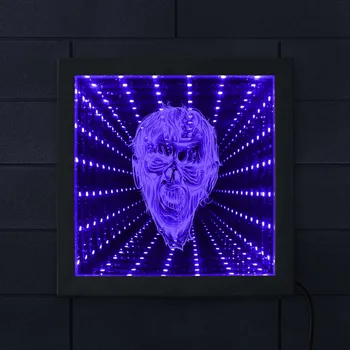

Horrific Zombie Head Wall Art Infinity Mirror Lighting Dead Man Endless Space Tunnel Vision Wood Frame Deco Light Halloween Gift