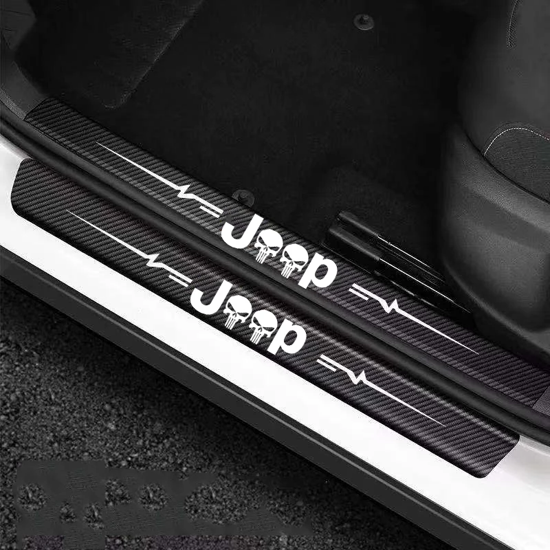 4pcs car sticker door carbon Fiber Sill Plate For JEEP Grand Cherokee