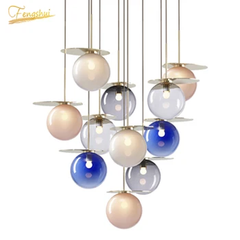 

Modern LED Color Glass Pendant Lights Lighting Nordic Design Creative Cafe Meal Bar Hanging Lamp Restaurant Decor Light Fixtures