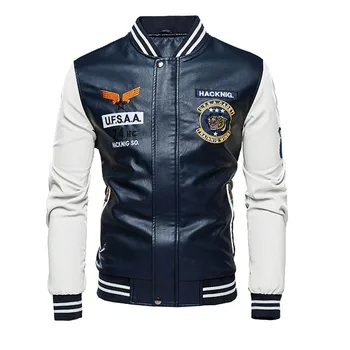 

Mcikkny Men's Pu Leather Jackets Coats Tiger Embroidery Motorcycle Leather Jackets Outwear For Male Size M-4XL Brand Designer