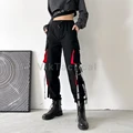 Pantalones cargo mujer 2023 Pantalones Harem moda punk bolsillos pantalones  jogger con cadena Harajuku elásticos cintura alta streetwear