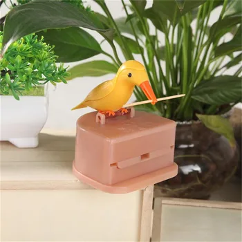 

7.5x7x9cm Automatic Pop-up Birdie Toothpick Holder Toothpick Storage Plastic Box Dispenser Decorative Items Living Room