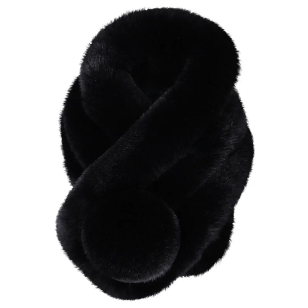Женский зимний однотонный мягкий теплый шарф, модный сгущенный мех, искусственный мех, трава, шарфы, шаль, плюш, женские повседневные шарфы# Zer - Цвет: Черный
