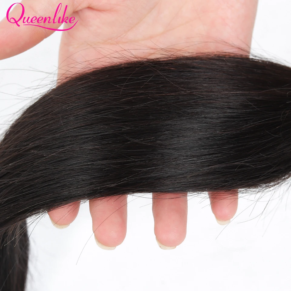3, 4 пряди Queenlike, Продукты для волос, перуанские пучки прямых и волнистых волос Remy для наращивания, натуральный цвет, человеческие пряди волос