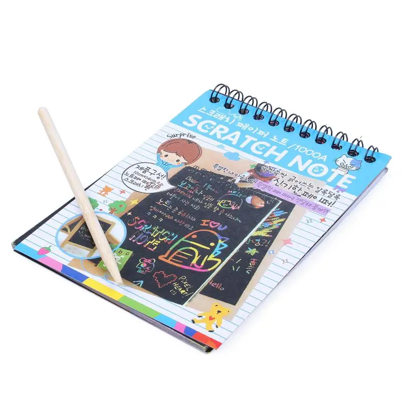 1pcs Scratch Note Black Cardboard Creative DIY Draw Sketch Notes for Kids Toy Notebook School Supplies(Blue