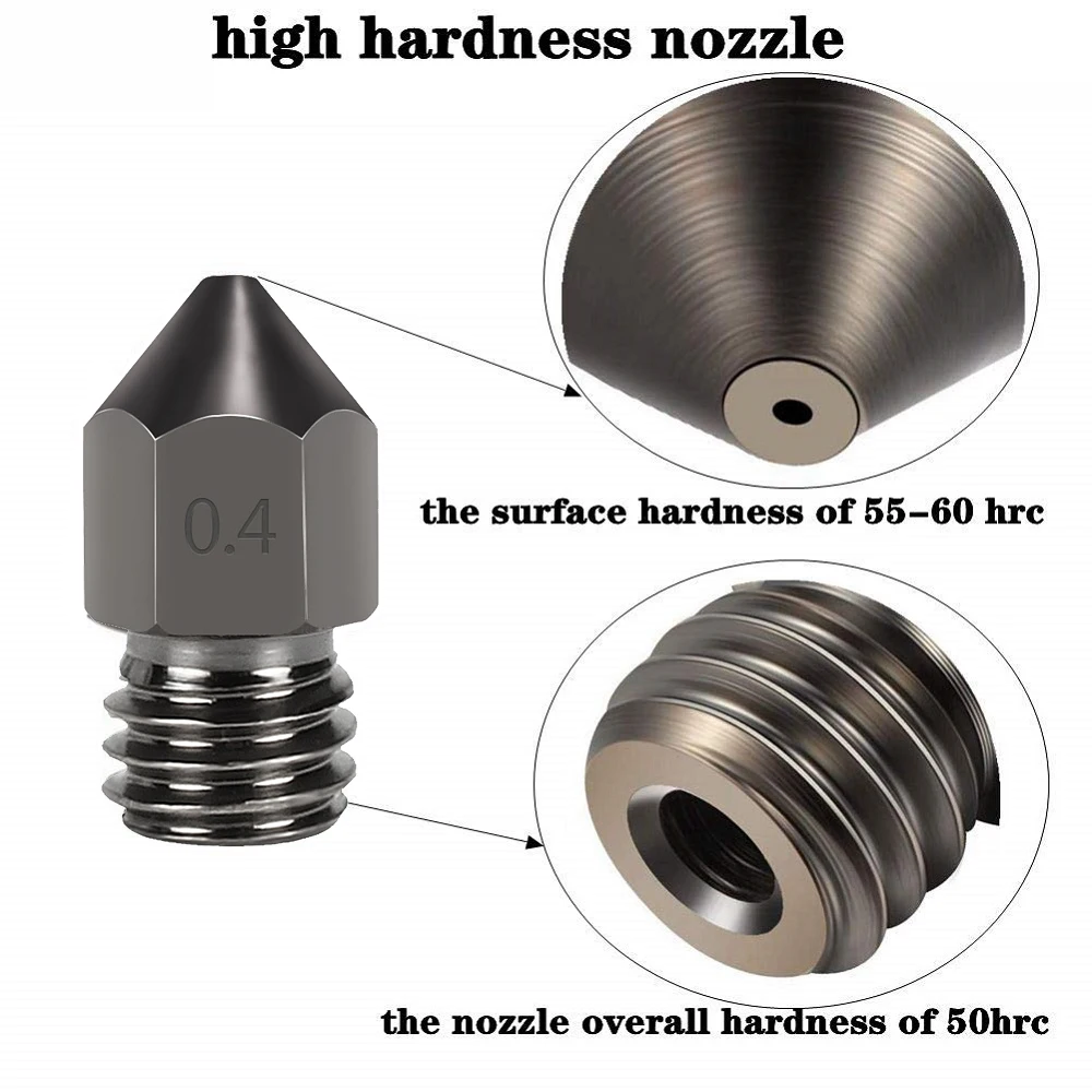 3Pcs KeePang Hexagon MK8 Nozzle Hardened Steel Mold Steel Corrosion-Resistant Threaded 1.75mm 3D Printer Nozzle for Ender3 Pro