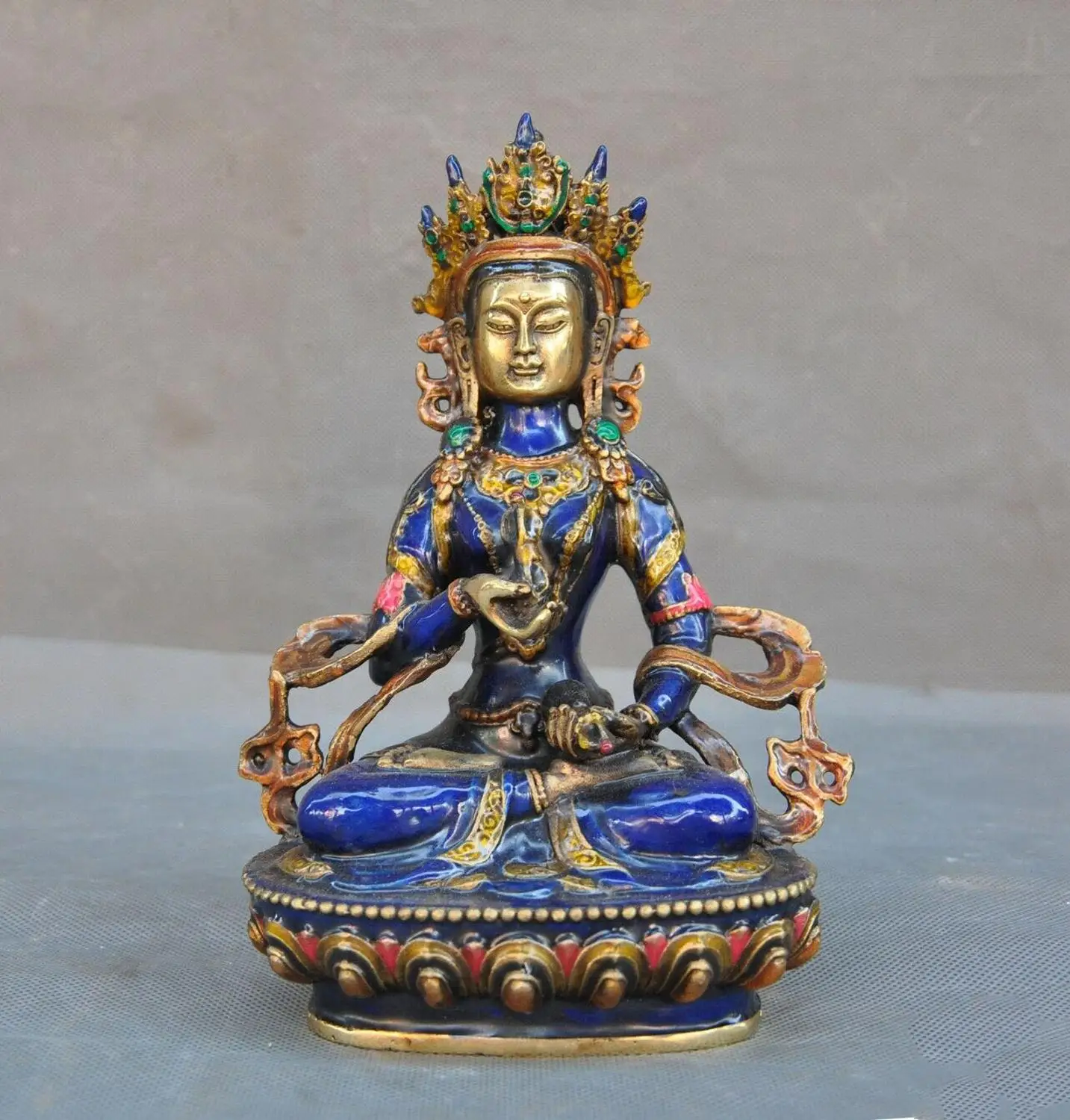 

wedding decoration 8"Tibetan Buddhism bronze Cloisonne Gilt Vajrasattva tara Kwan-Yin Buddha statue