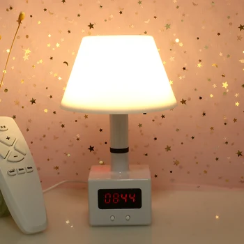 

USB LED Remote Control Desk Lamp with Clock Reading night light Booklight Table Lamp Home Decor Portable Three-Step Timing