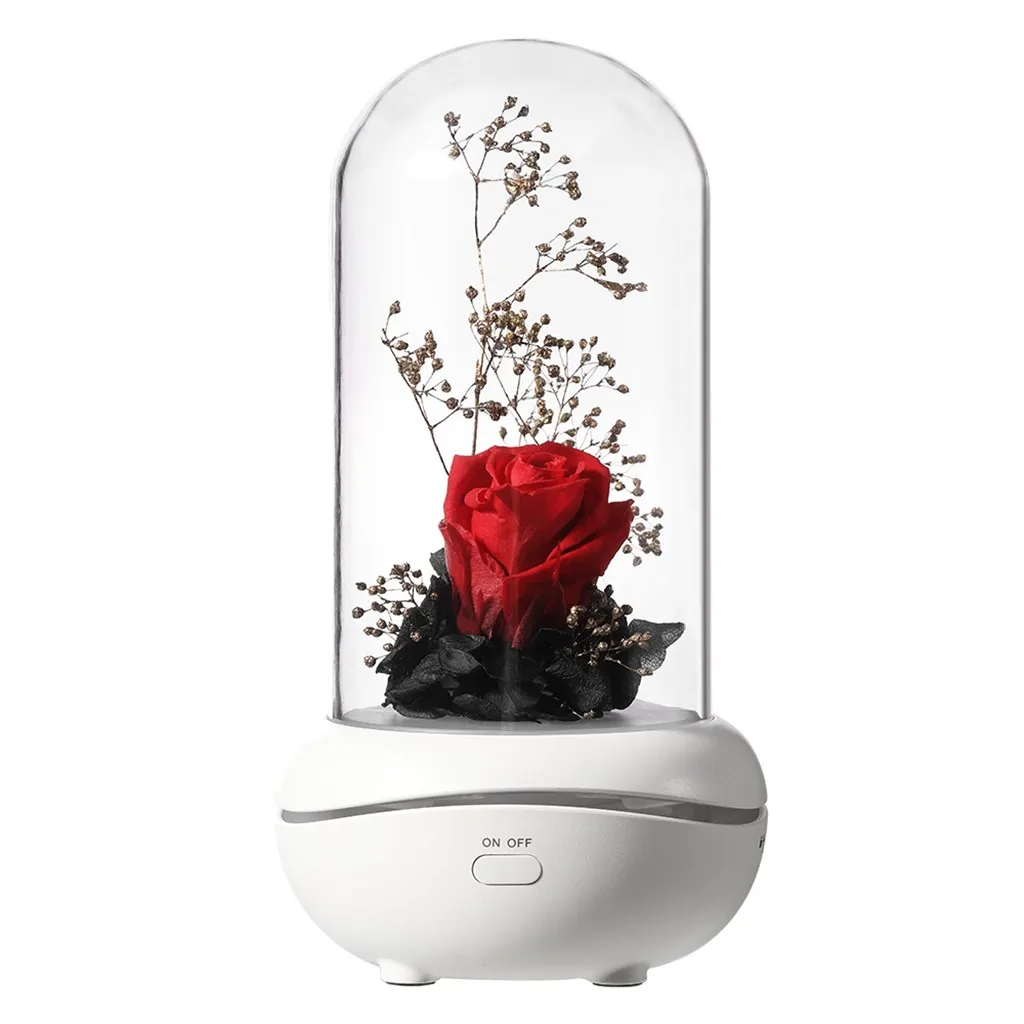 Рождественский светодиодный лампы с розами Сохраненная Роза лампа ароматерапия мех Арома эфирные масла диффузор с 7 освещение, меняющее цвет