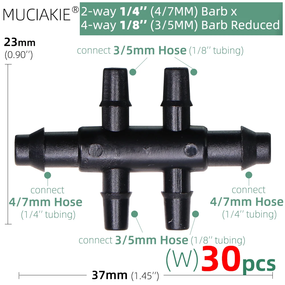 MUCIAKIE 24 Types 3/5MM 1/8'' Micro Drippers Fittings Garden Drip Irrigation Emitters Compensation 2/3/5/6-Way Coupling Adaptor self watering kit Watering & Irrigation Kits